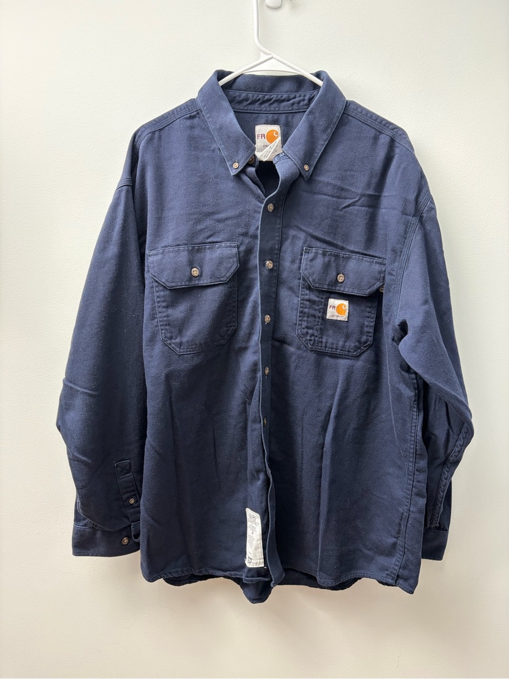 Carhartt FR Navy Blue Long Sleeve Button Front Work Shirt